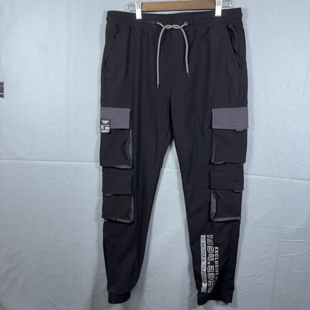 Rock Salt Cargo Jogger Pants Mens XL Black Waterproof Pockets Streetwear